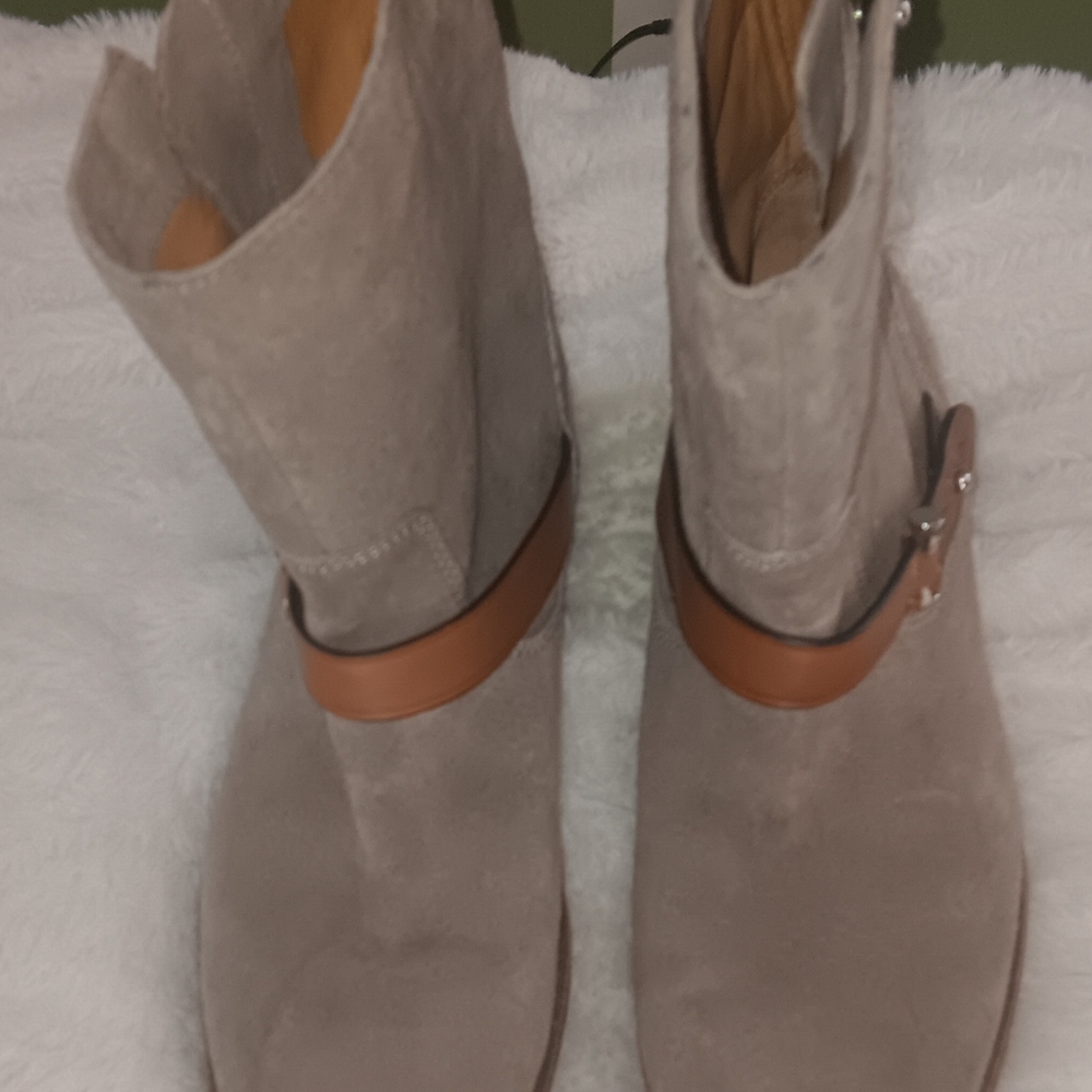 Coach Gray and Tan Suede Ankle Booties - Picture 12 of 12